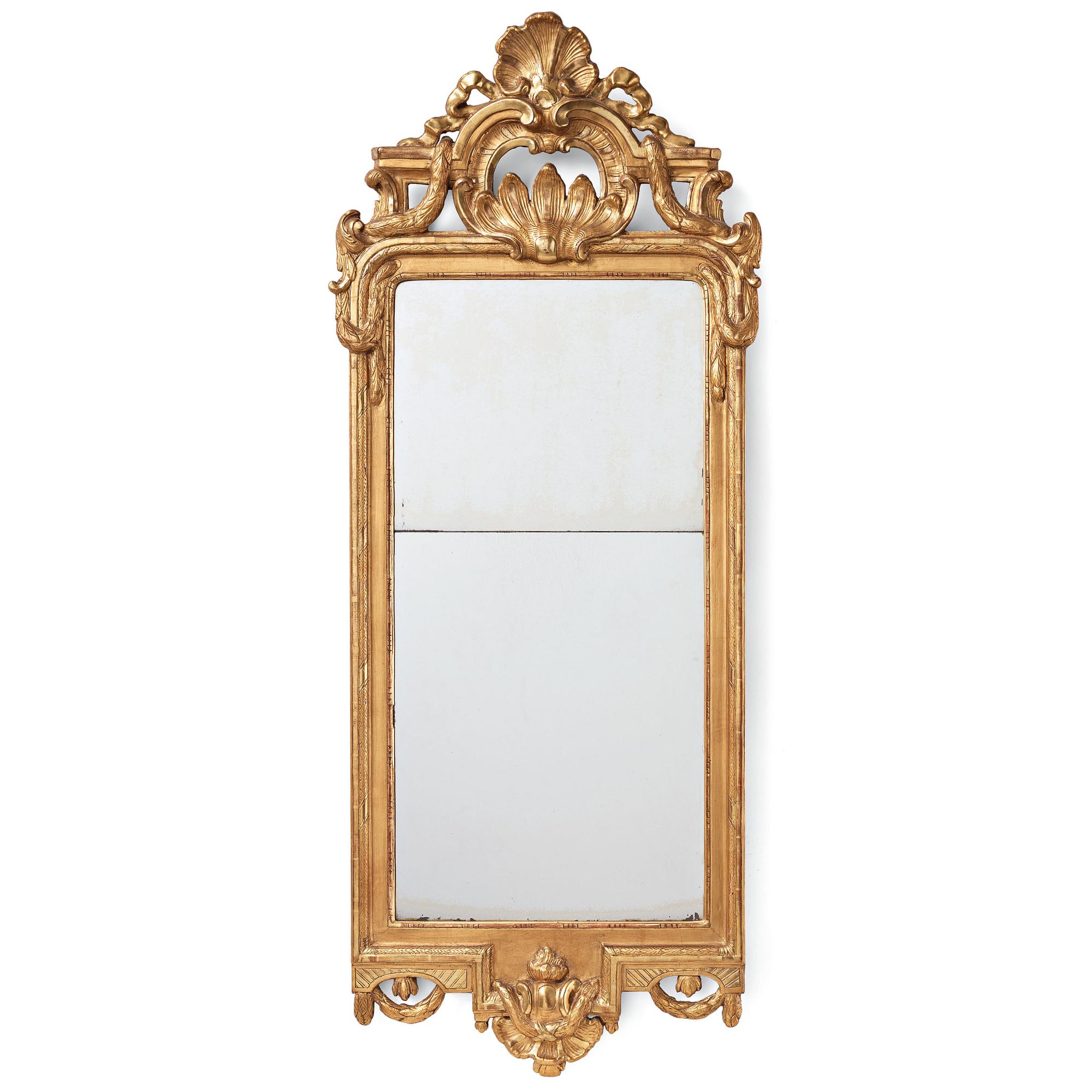 A Transition Rococo/Gustavian 18th century mirror by Johan Åkerblad (master in Stockholm 1758-1799).