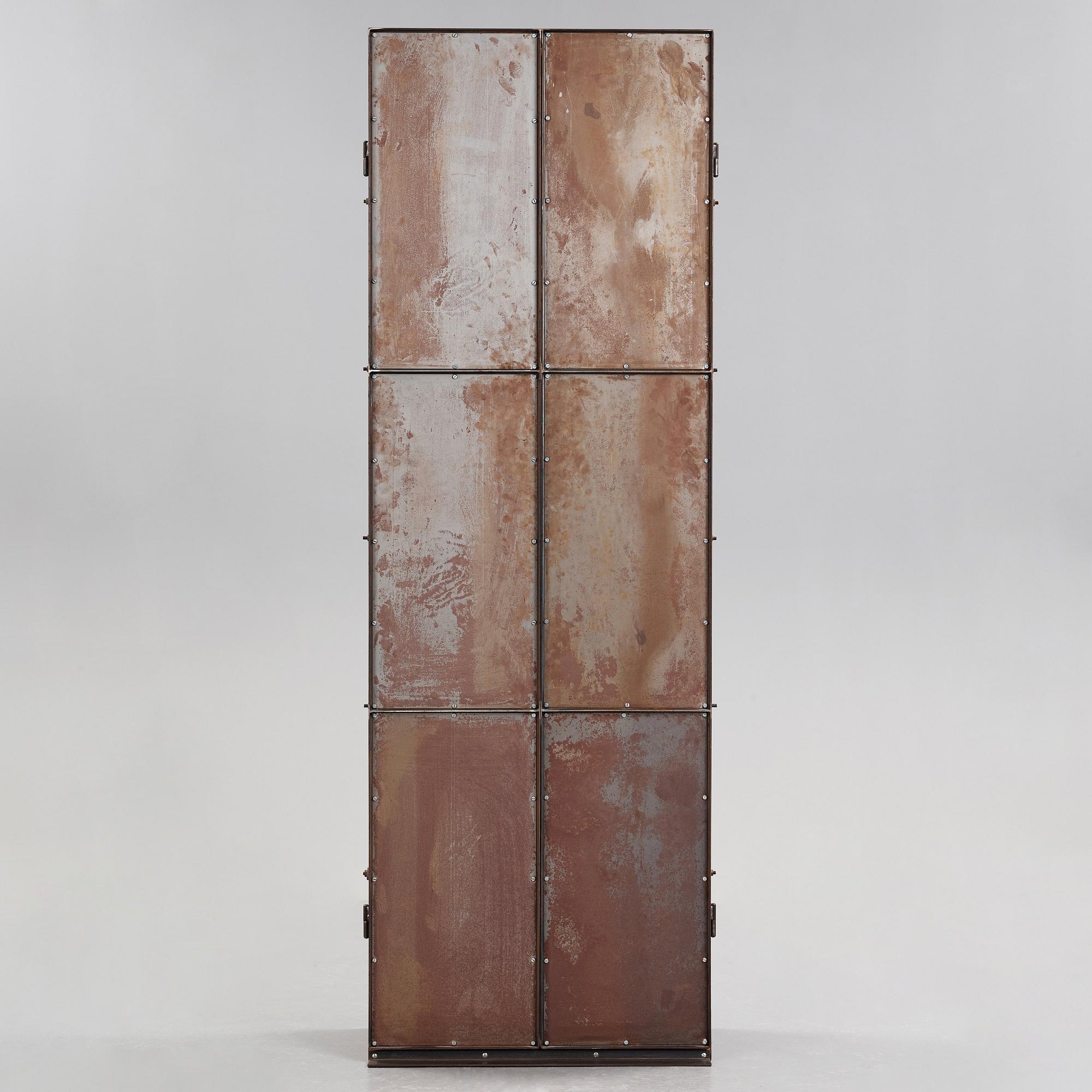 Jonas Bohlin, A Jonas Bohlin stained oak and patinated steel cabinet 'Slottsbacken', Källemo, Sweden circa 1987.