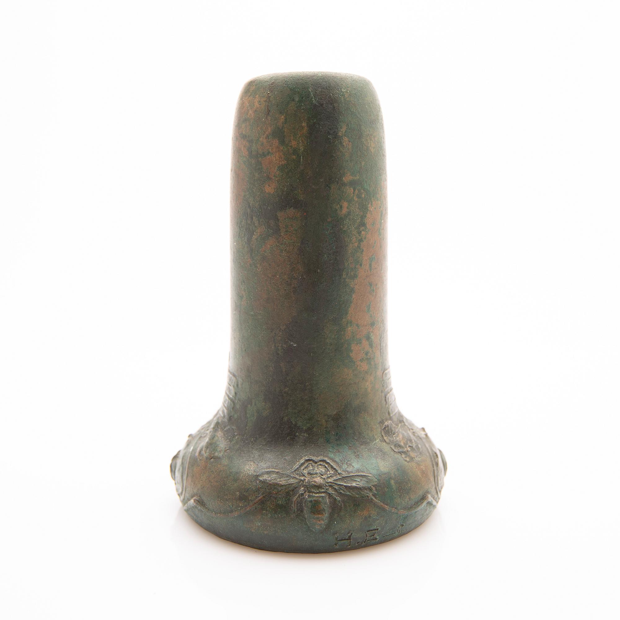 Hugo Elmqvist, Vase, bronze, Art Nouveau, Stockholm, early 20th century.