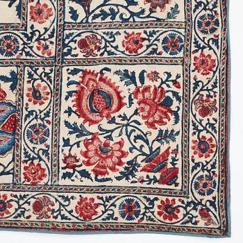 TEXTIL, semiantik/antik Kalamkar, sannolikt Isfahan, ca 110 x 109 cm.