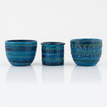 Aldo Londi, three 'Rimini blu' pots for Bitossi, Italy.