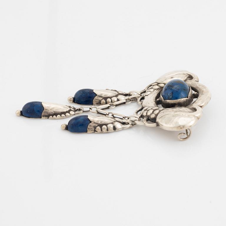 Brooch, Evald Nielsen for  S. L. Jacobsen, silver, jugend.