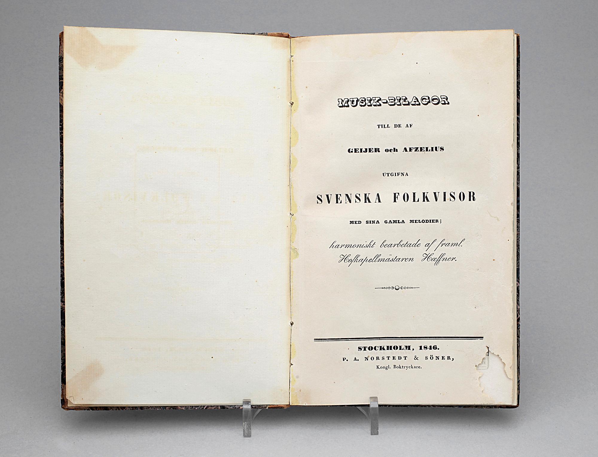 BOKVERK, "Svenska folkvisor", volym 1-4, P. A Nordstedt & söner, 1846.