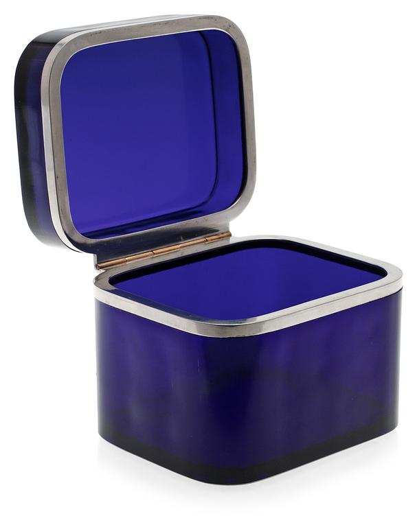 A Josef Frank blue glass and pewter box, Svenskt Tenn.