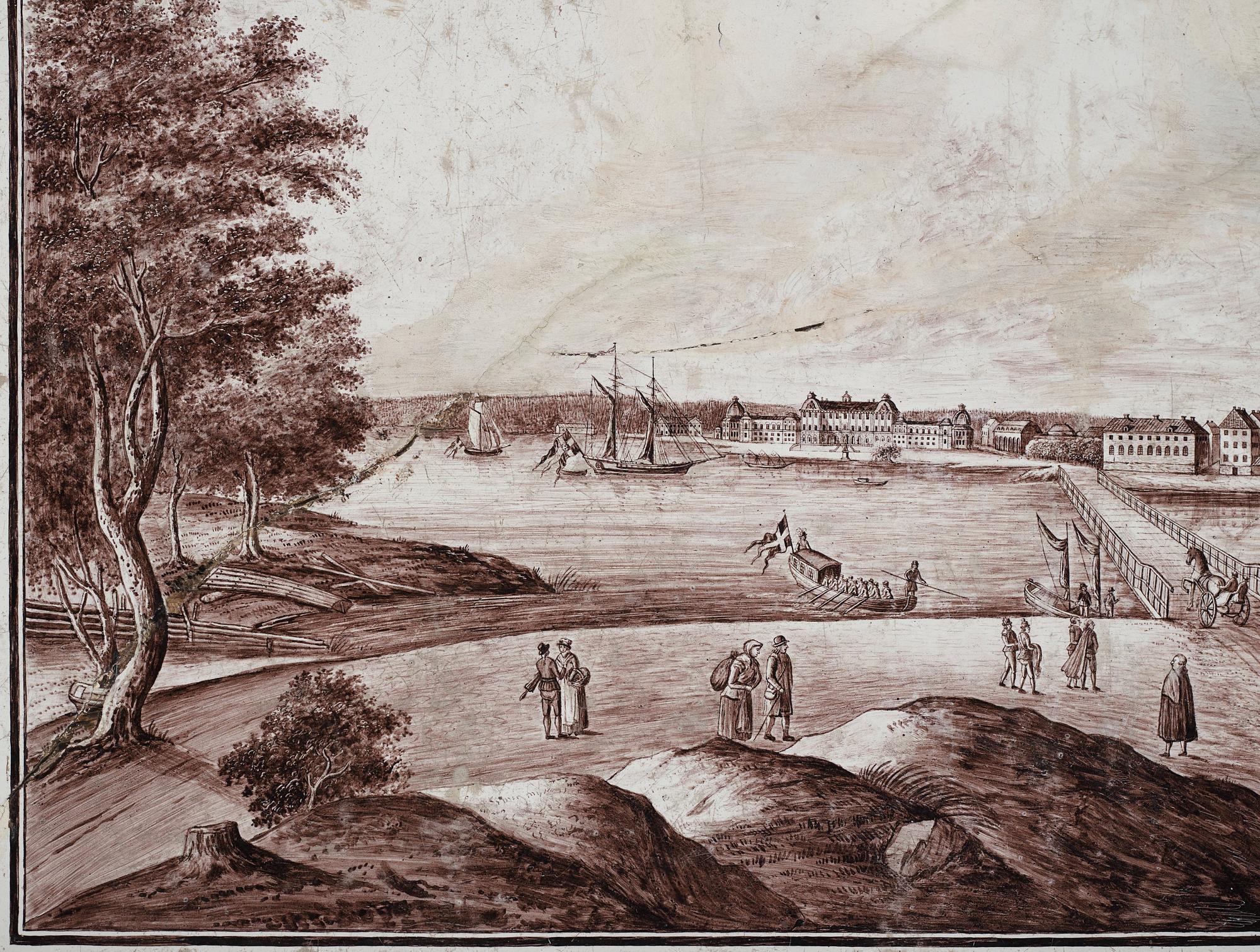 Tebord, med fajansbricka, 1700-talets slut, Gustavianskt.