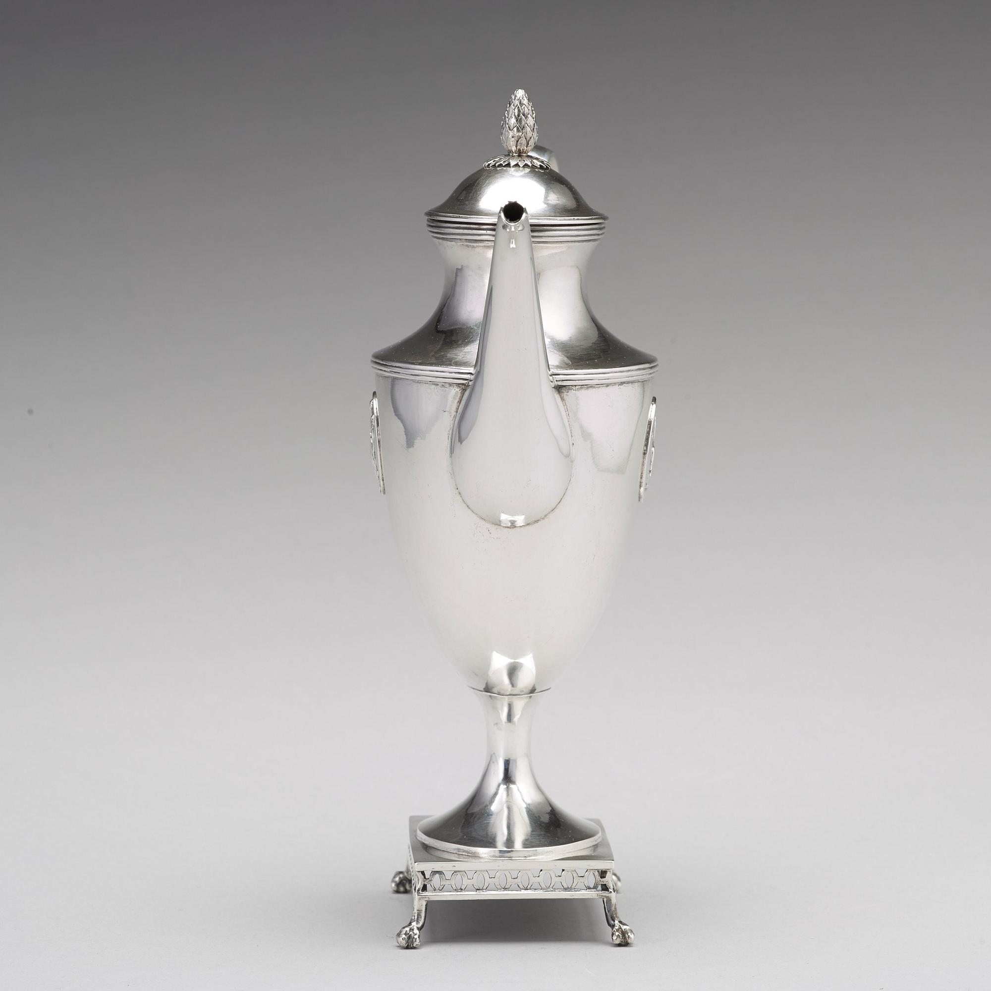 Petter Eneroth, kaffekanna, silver, Stockholm 1798, gustaviansk.