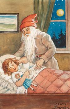 158. Jenny Nyström, Tomte som nattar flicka.