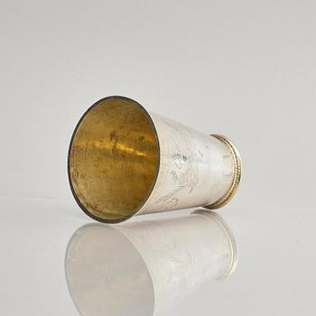 A Swedish early 18th century parcel-gilt beaker, marks of Herman Hermansson, Göteborg 1706.