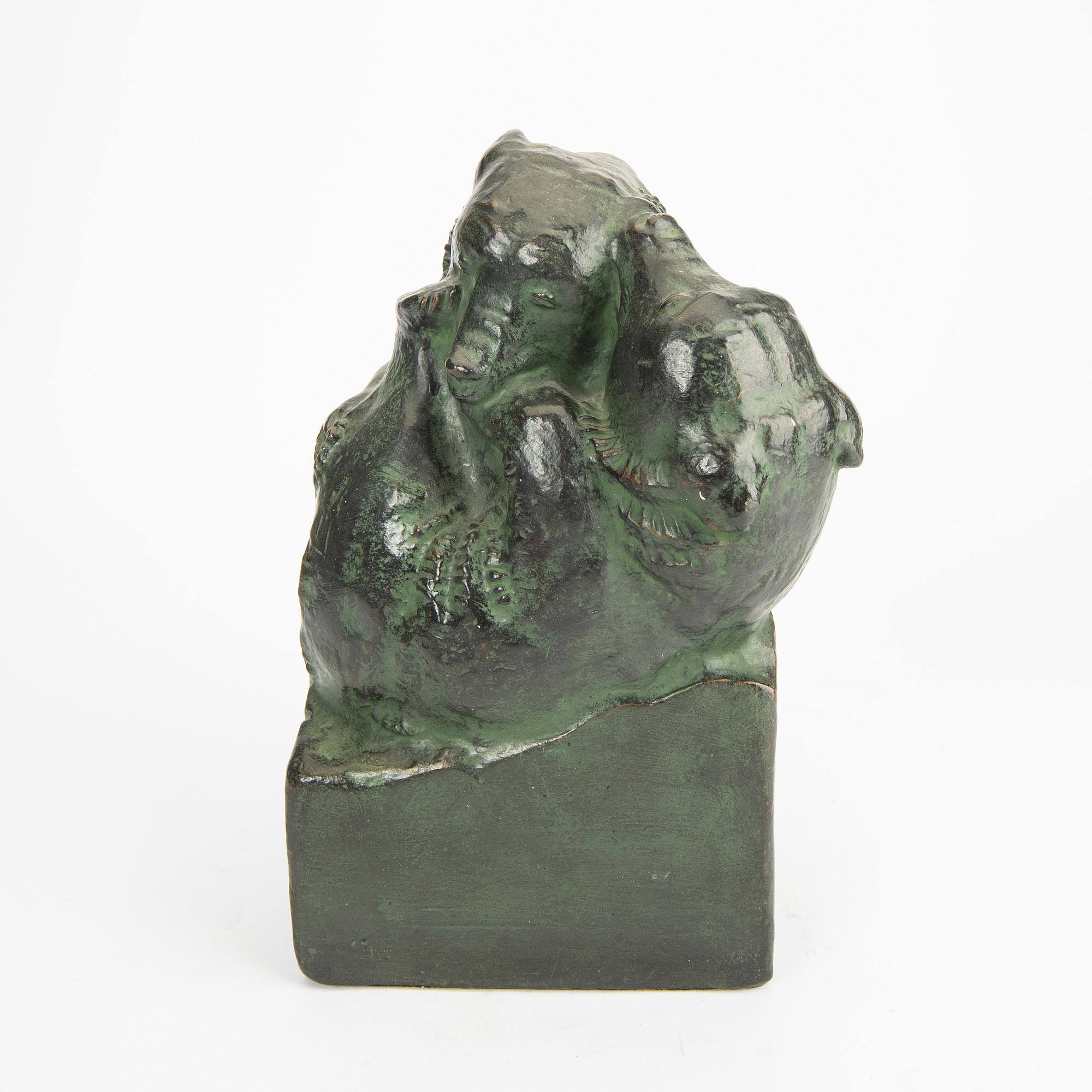 Carl Fagerberg, skulptur, signerad, patinerad gips.