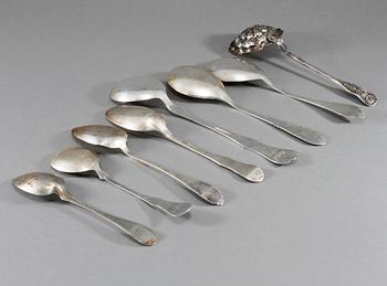 PARTI SILVER, 14 delar, mestadels Sverige, 1800- och 1900-tal, vikt 480 g.