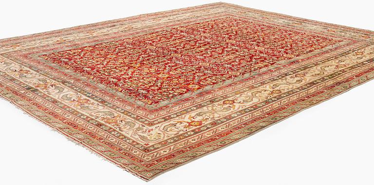 An antique Agra carpet, North India, c. 470 x 370 cm.