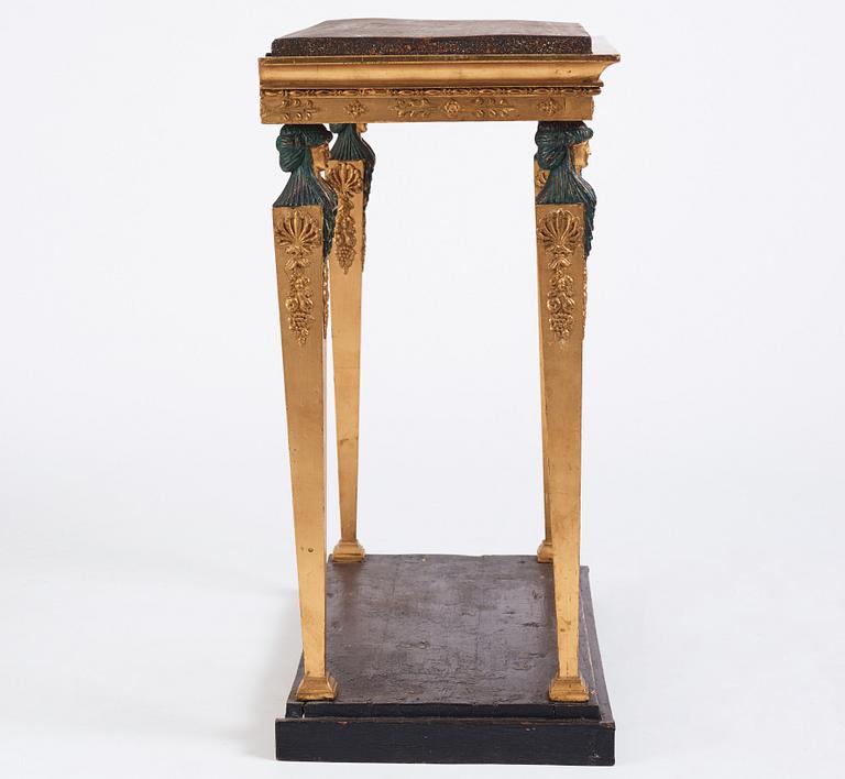 A gilt wood late Gustavian console table, circa 1800.