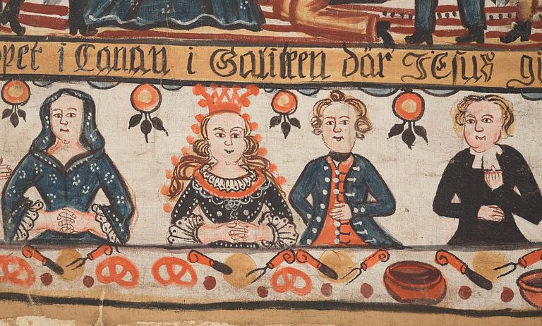 Swedish Folk Art painting on canvas by Sven Erlandsson 1835.