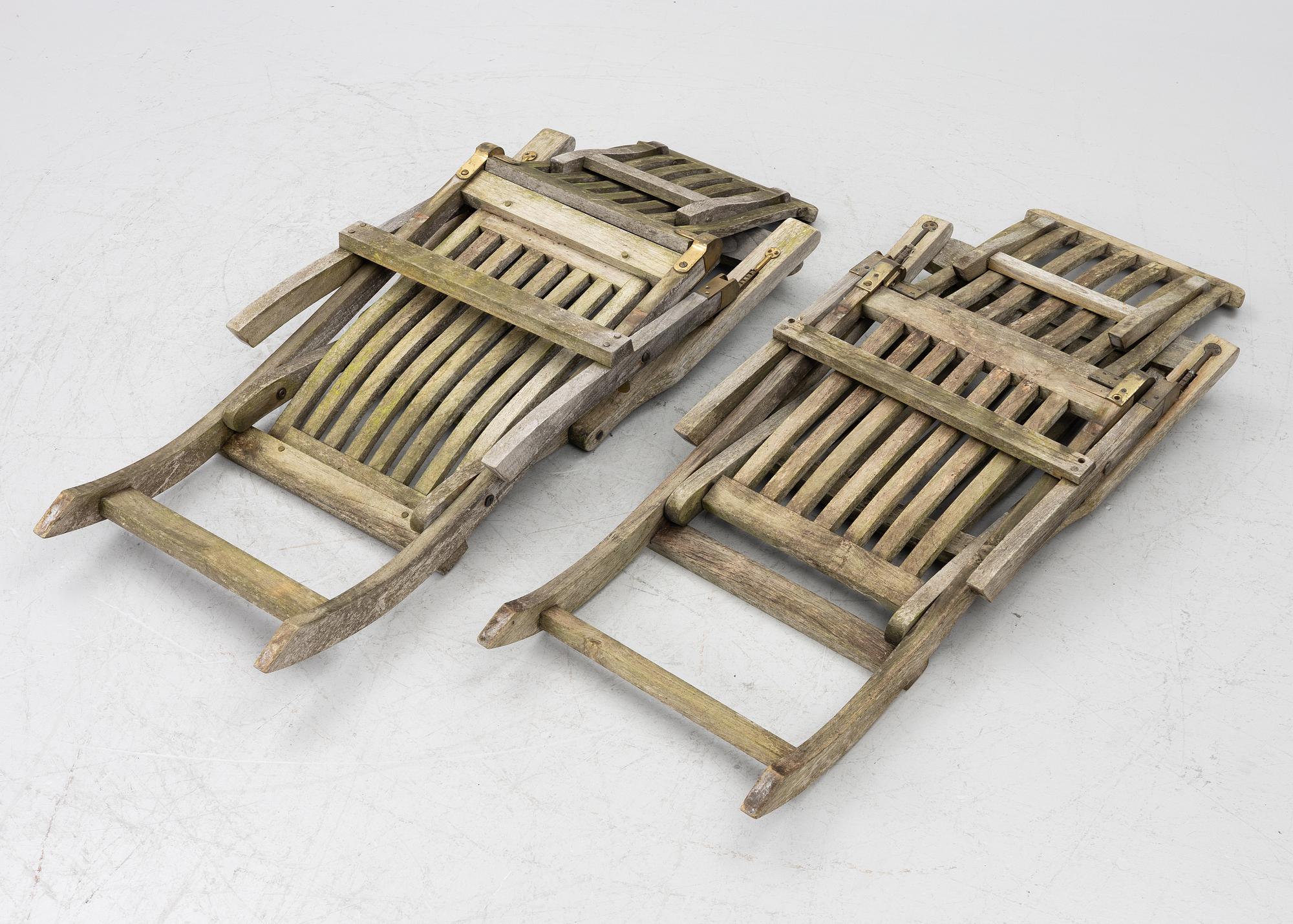 Deck chairs, a pair, circa 2000.
