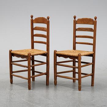 A set of six French ladder back, rush seat chairs, first half of the 20th century.