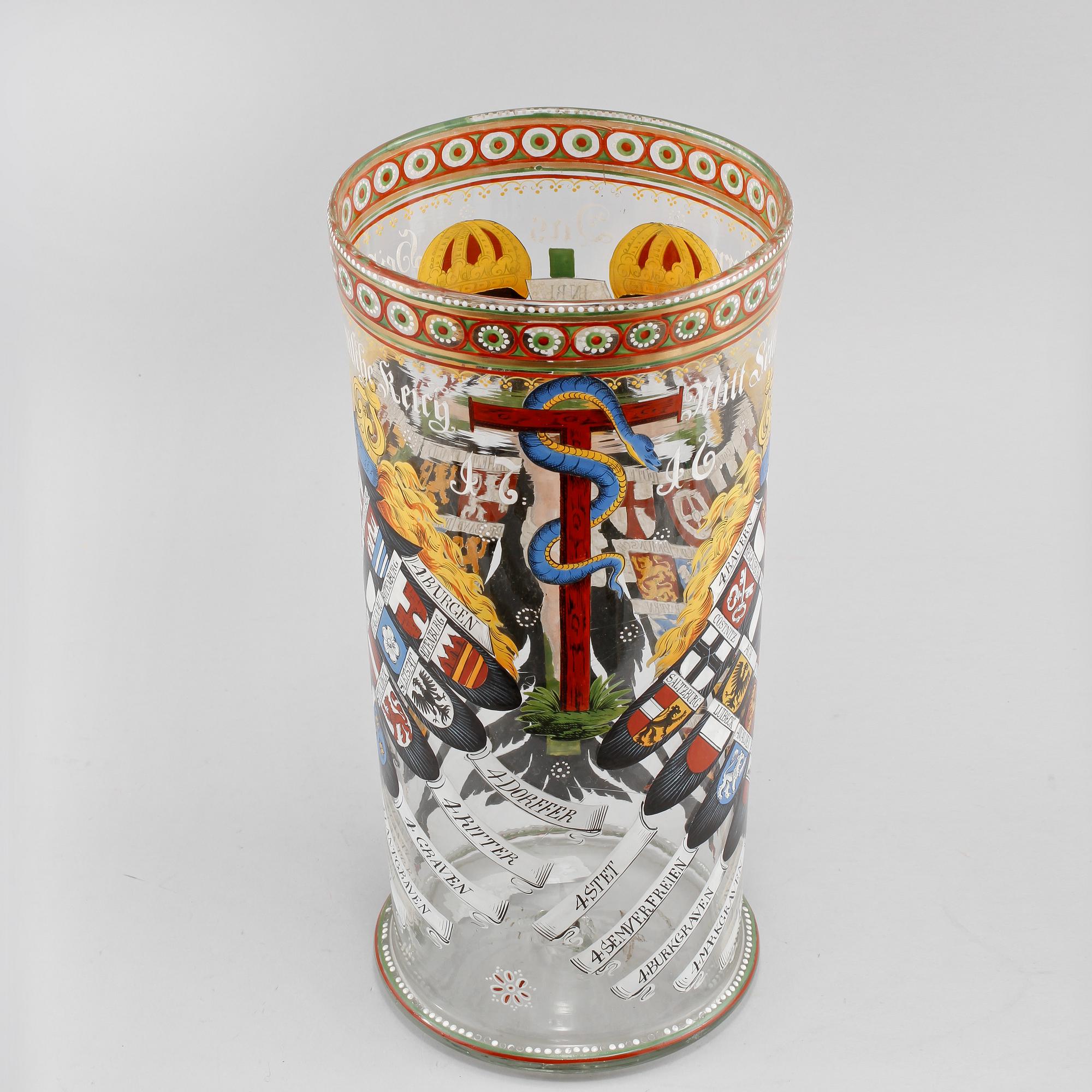 HUMPENBÄGARE, glas, Tyskland, 1800-talets andra hälft.