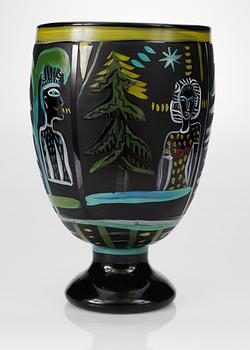 An Ulrica Hydman-Vallien glass vase, Pilchuck, USA 1986.