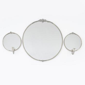 A mirror and a pair of sconces, first part of the 20th Century.