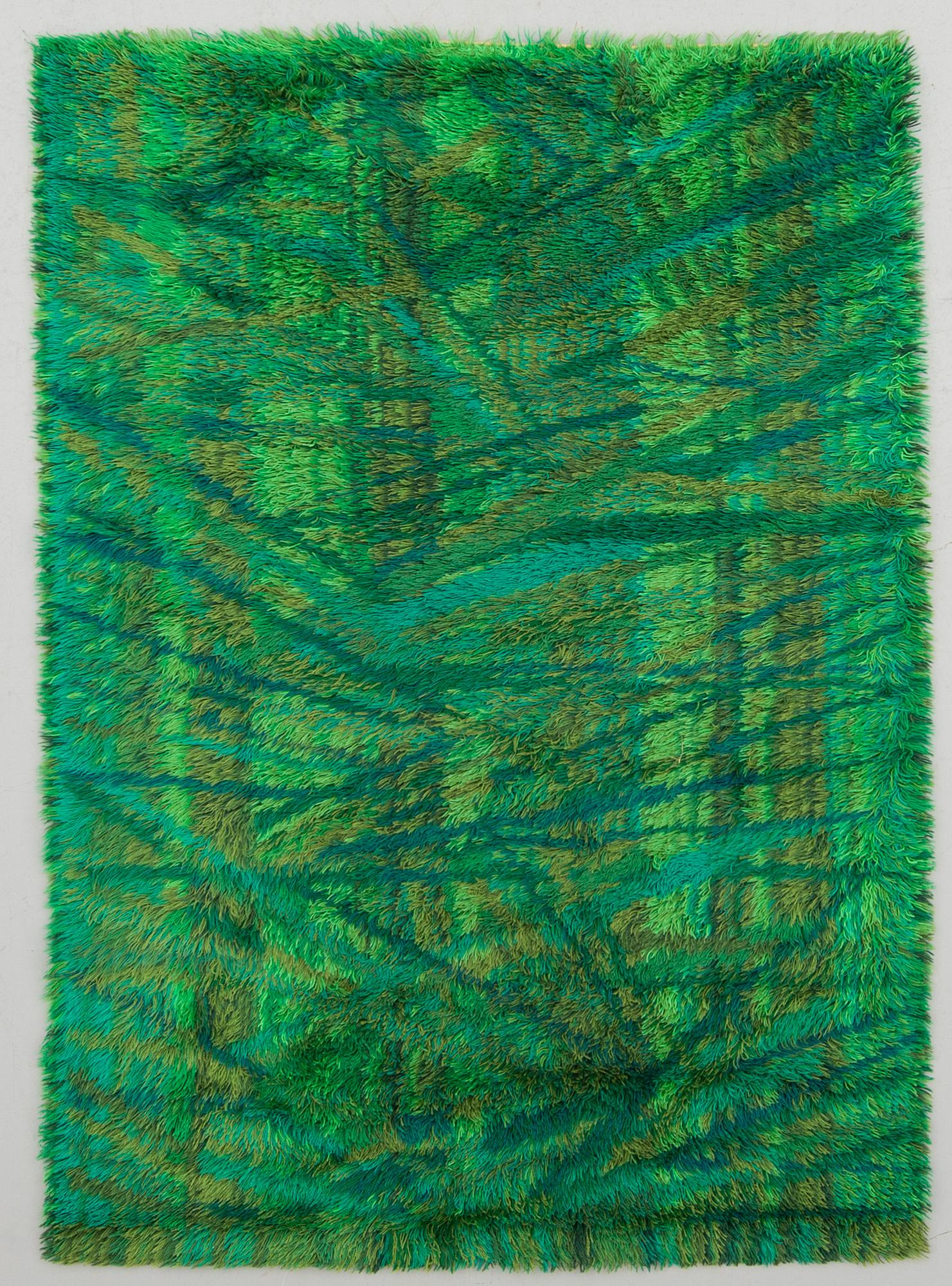 MATTA, rya, "Sommarhage", Marianne Richter. Wahlbecks Fabriker, Linköping. Ca 200 x137 cm.