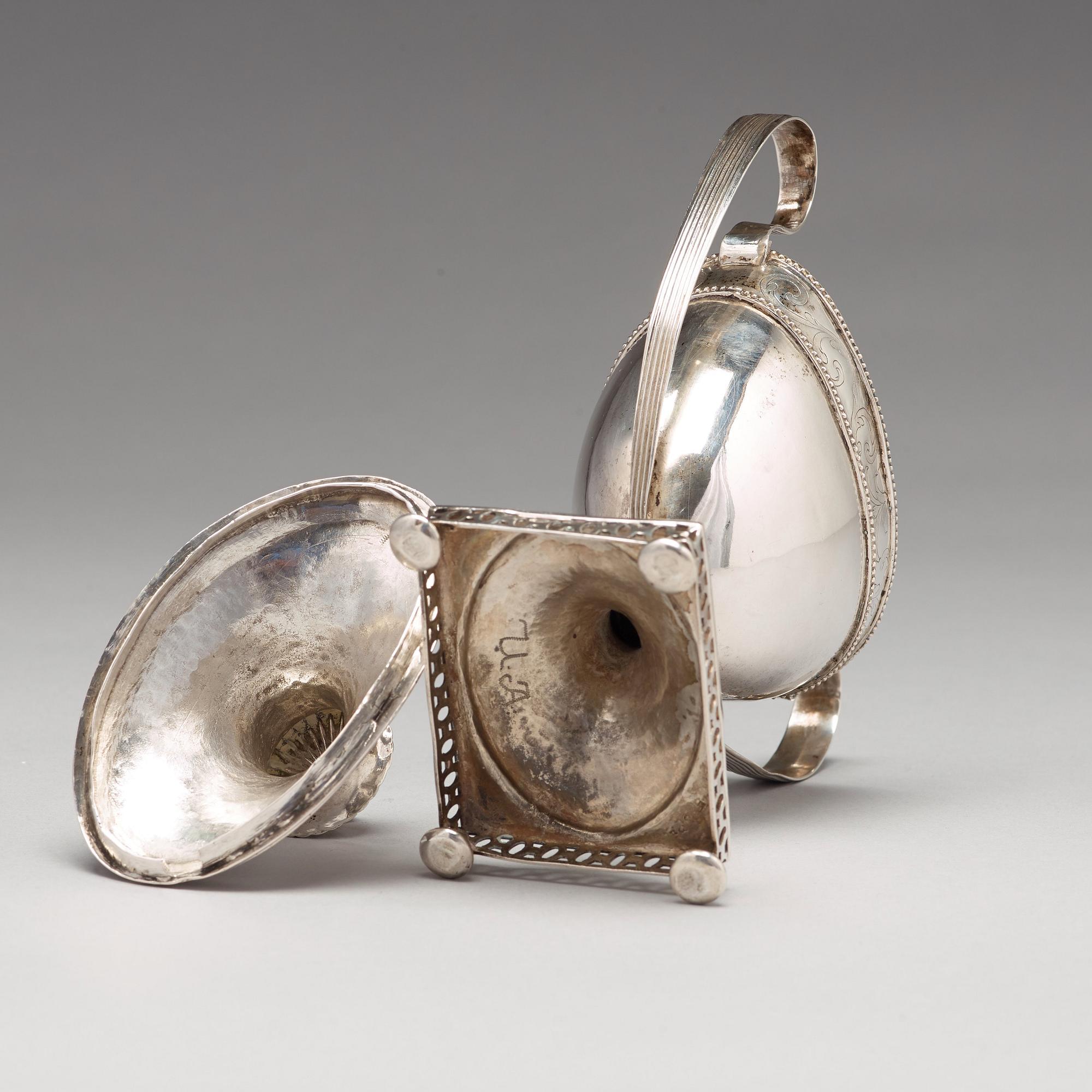 A  Swedish late 18th century silver sugar bowl and cover, mark of Olof Hellbom, Stockholm 1797.