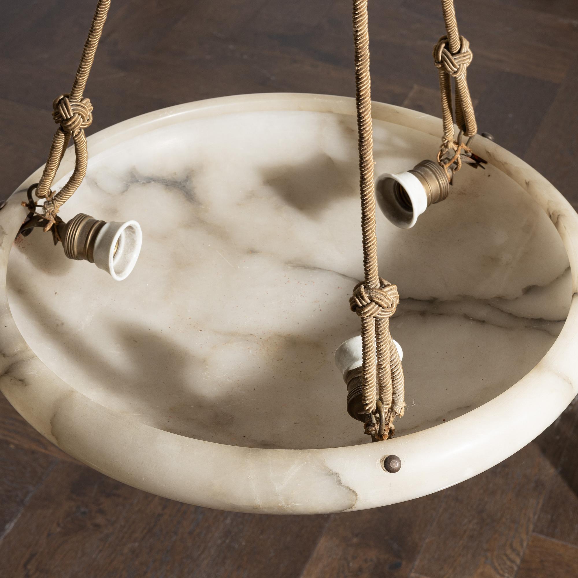 Ceiling lamp, alabaster, 1920s.