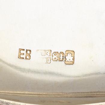 A Russian silver cigarette-case, marked EB, 1883.