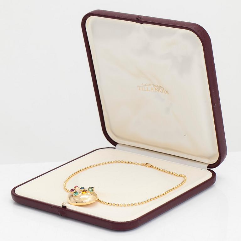 Torbjörn Tillander, Kaulakoru, 18K kultaa, turmaliineja sekä akvamariini. Helsinki 2001.