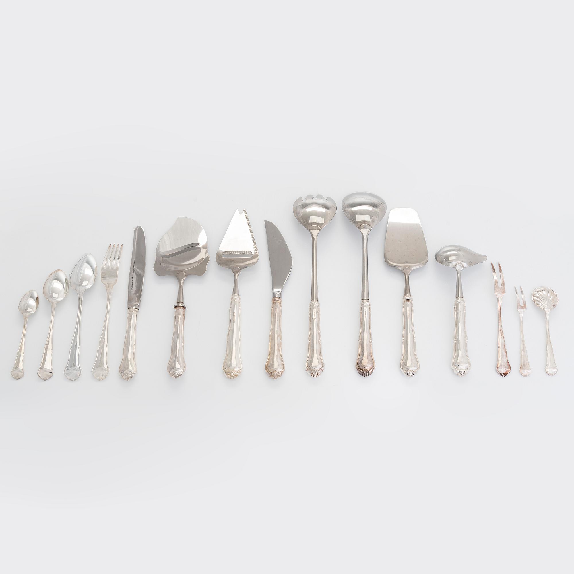 Bestickuppsättning, 53 delar, silver, "Chippendale", finska stämplar, 1972-1992.