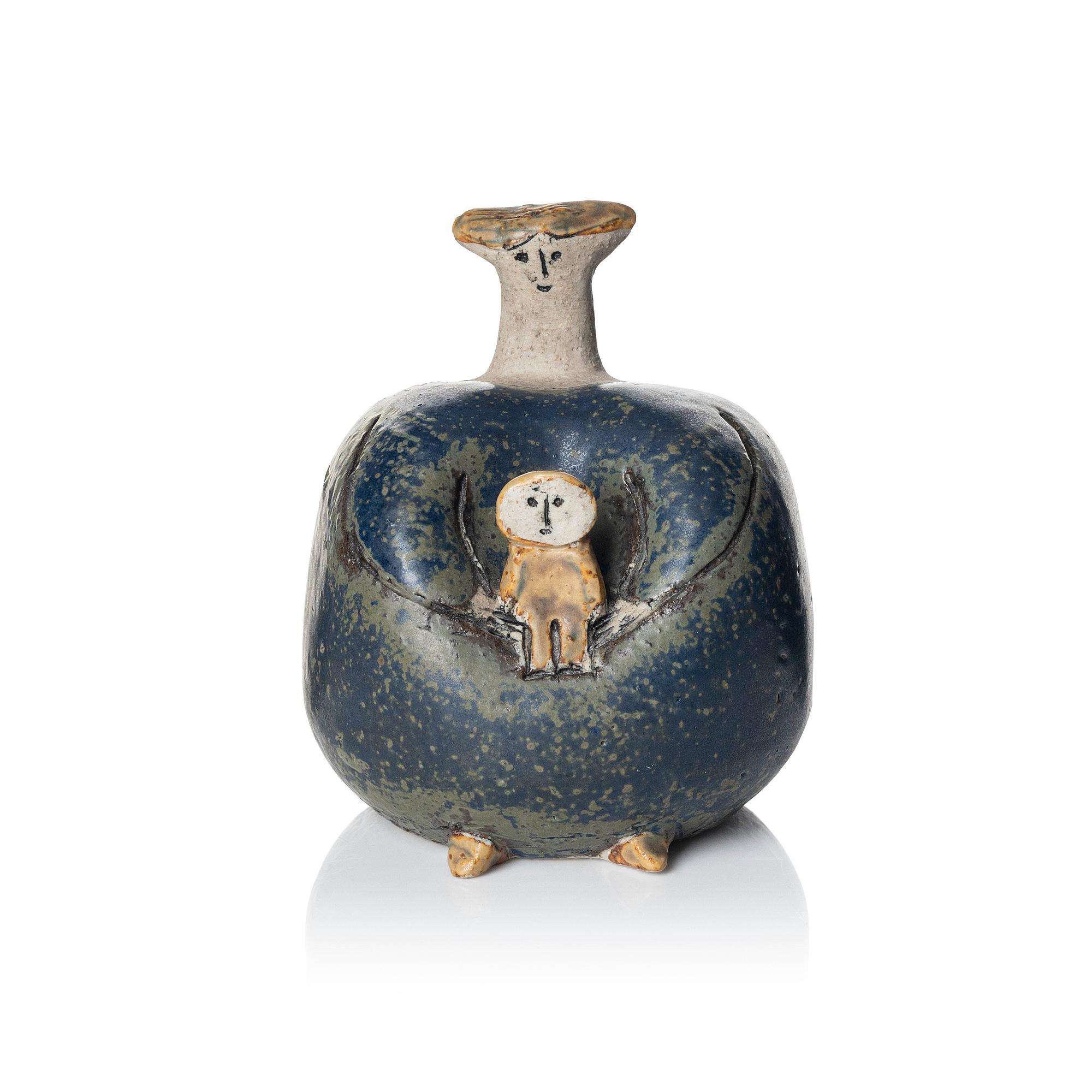 Lisa Larson, a unique stoneware sculpture of a mother and child, Gustavsberg studio, Sweden 1950s.