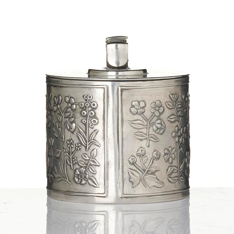 Estrid Ericson, & Firma Svenskt Tenn, a lidded pewter jar, Stockholm, 1975.