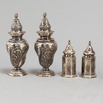 SAMLING SILVERFÖREMÅL, 6 stycken, delvis England, främst 1800-tal.