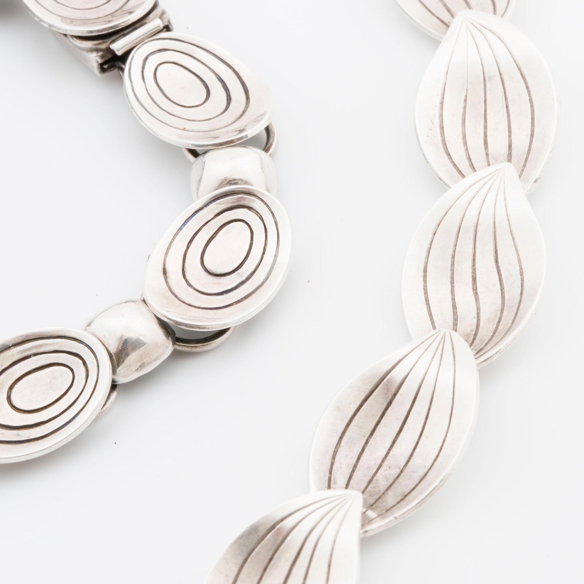 BRACELET and NECKLACE, silver, ALTONA and STIGBERT, 1956 and 1957.
