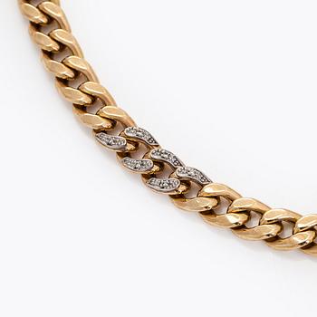 Collier, 14K guld, pansarlänk, med diamanter, Westerback, Helsingfors 1998.