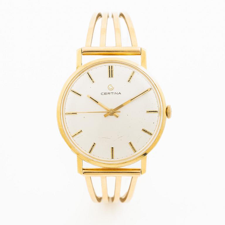 Certina, wristwatch, 18K gold, bracelet in 18K gold, 33.5 mm.
