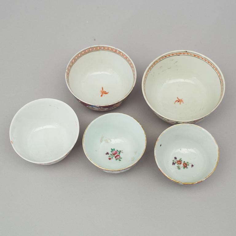 A group of various cups and saucers, Chinese and European, 18th-19th century.