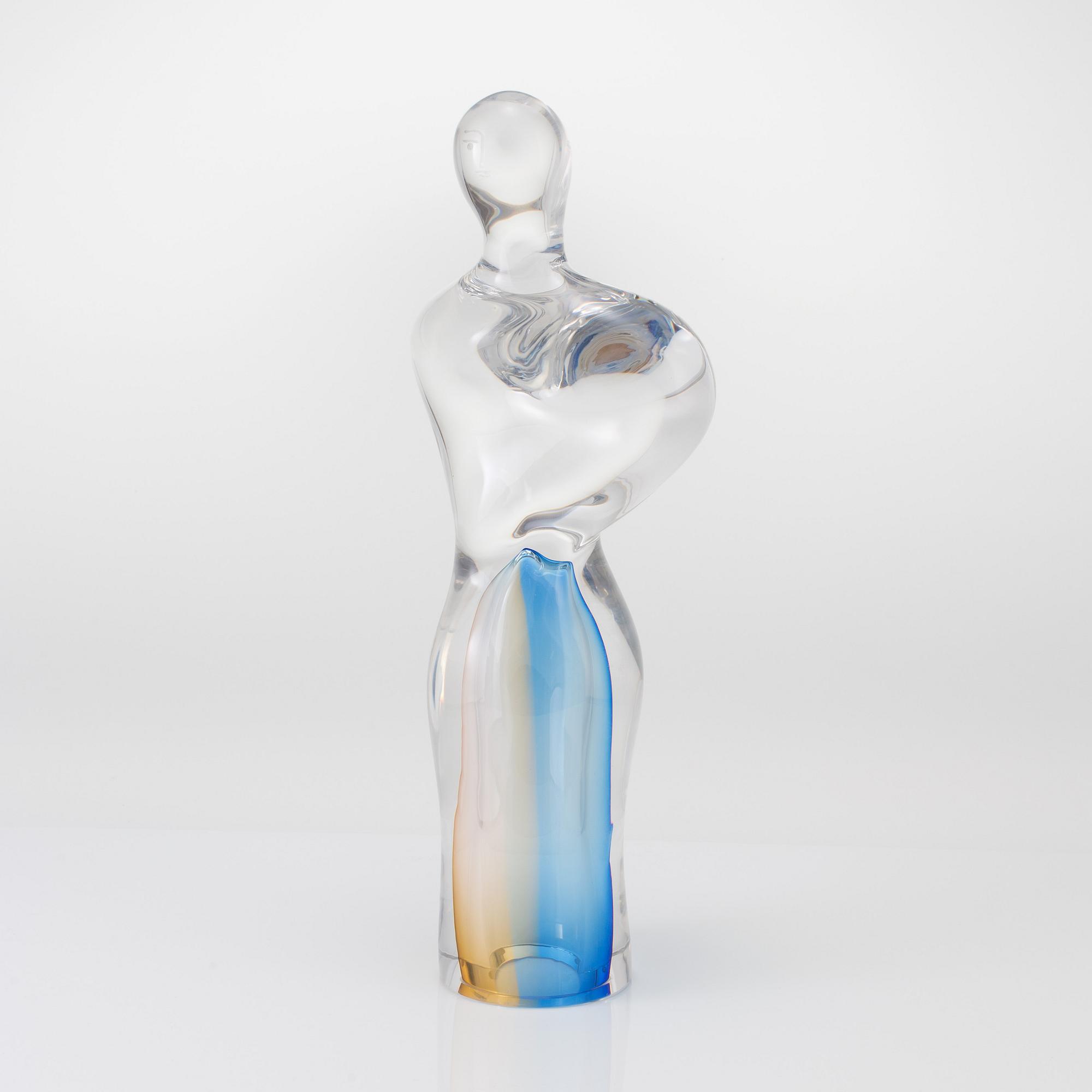 GÖRAN WÄRFF, unik skulptur av glas, Kosta Boda 1989.