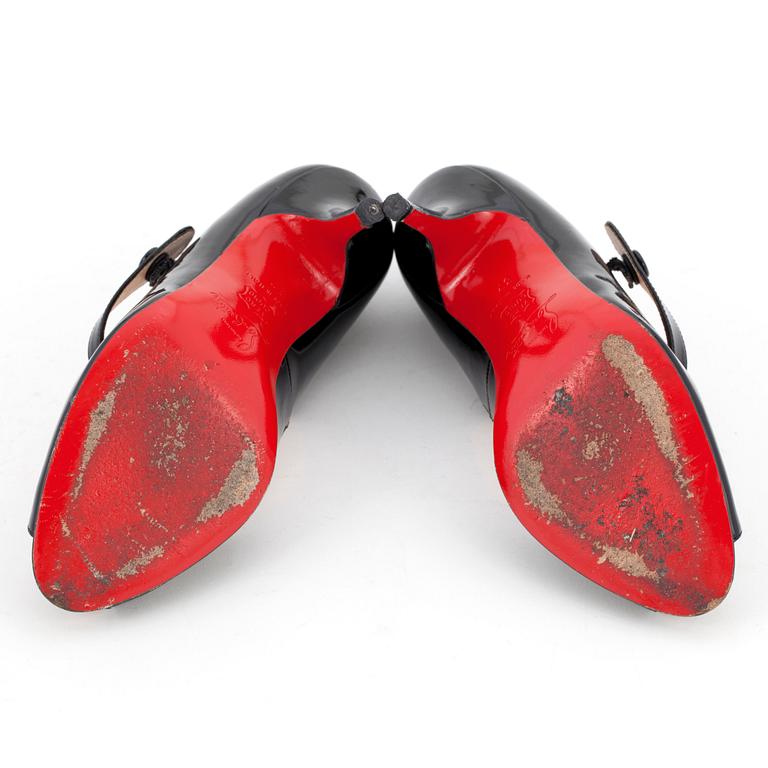 CHRISTIAN LOUBOUTIN, a pair of patent leather shoes, "Mary Janes". Size 37.