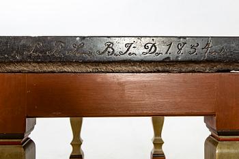 Stenbord Skåne daterat 1854.