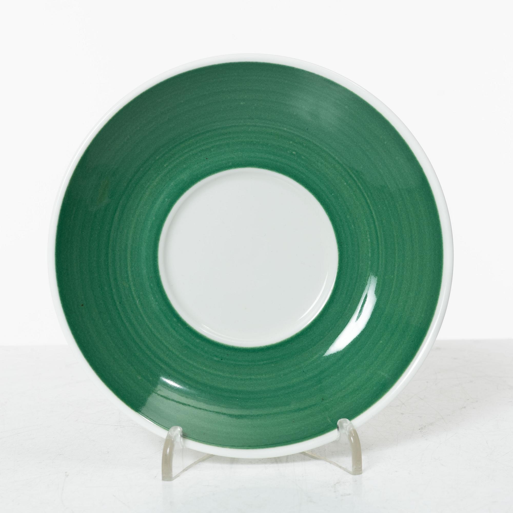 Stig Lindberg, kaffekoppar med fat, 6 st, benporslin, "Tahiti", Gustavsberg, 1970-73.