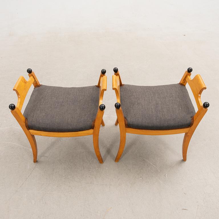Stools, a pair, Karl Johan, mid-19th century.