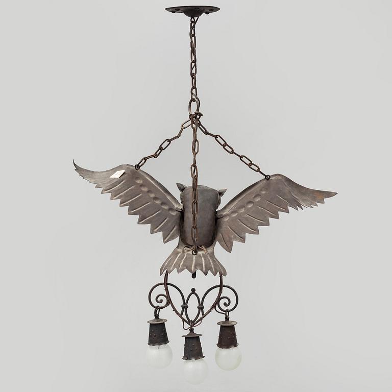 TAKLAMPA, koppar, jugend, 1900-talets början.