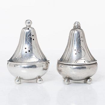 Georg Jensen, salt and pepper shakers, sterling silver, Denmark.