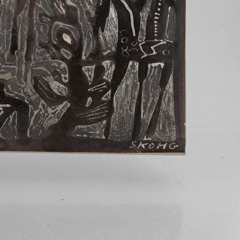 Börje Skohg, väggplaketter, tre stycken, stengods, Gustavsberg/Gustavsberg studio, 1970-tal.