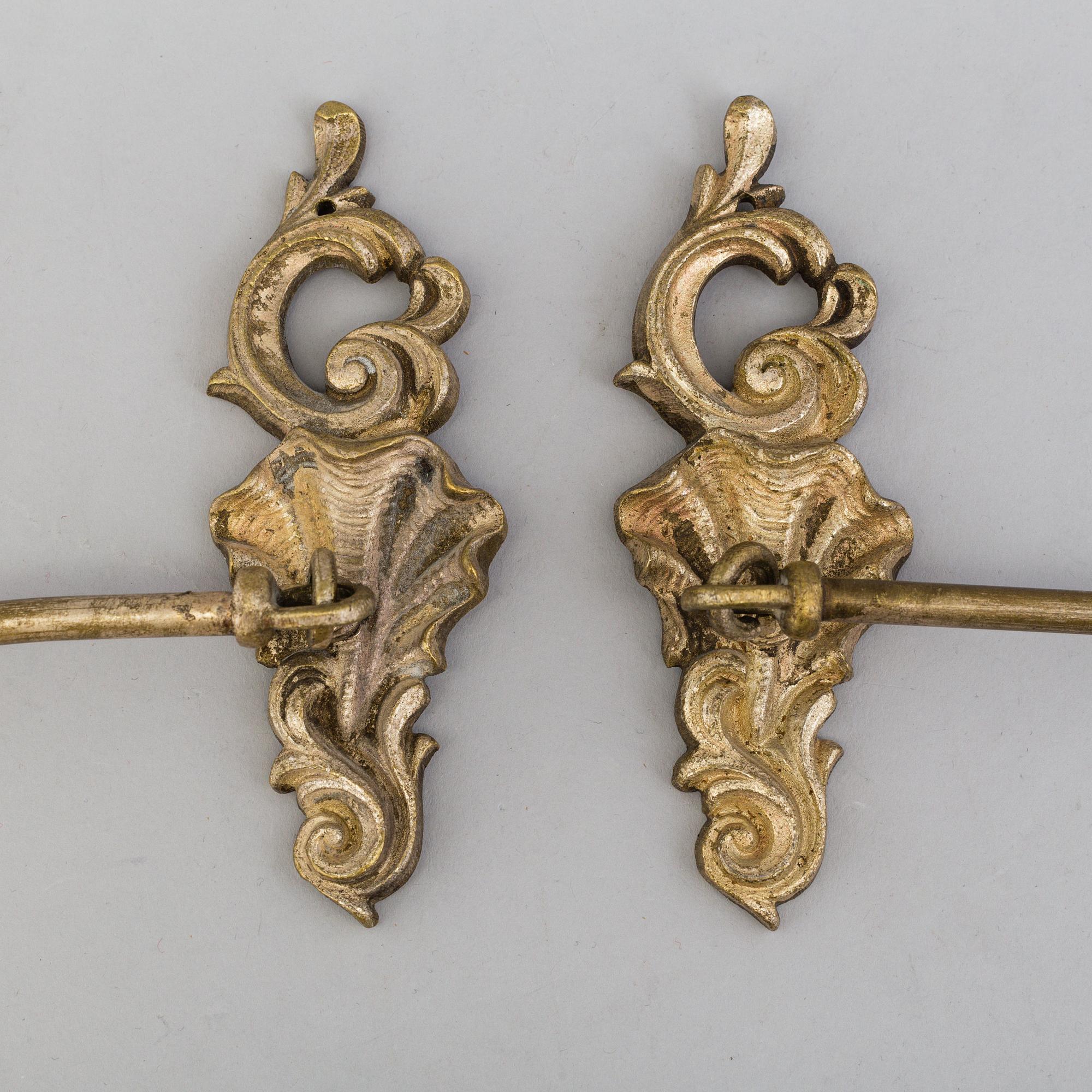 GARDINOMFÅNG, ett par, metall, rokoko-stil, 1900-tal.