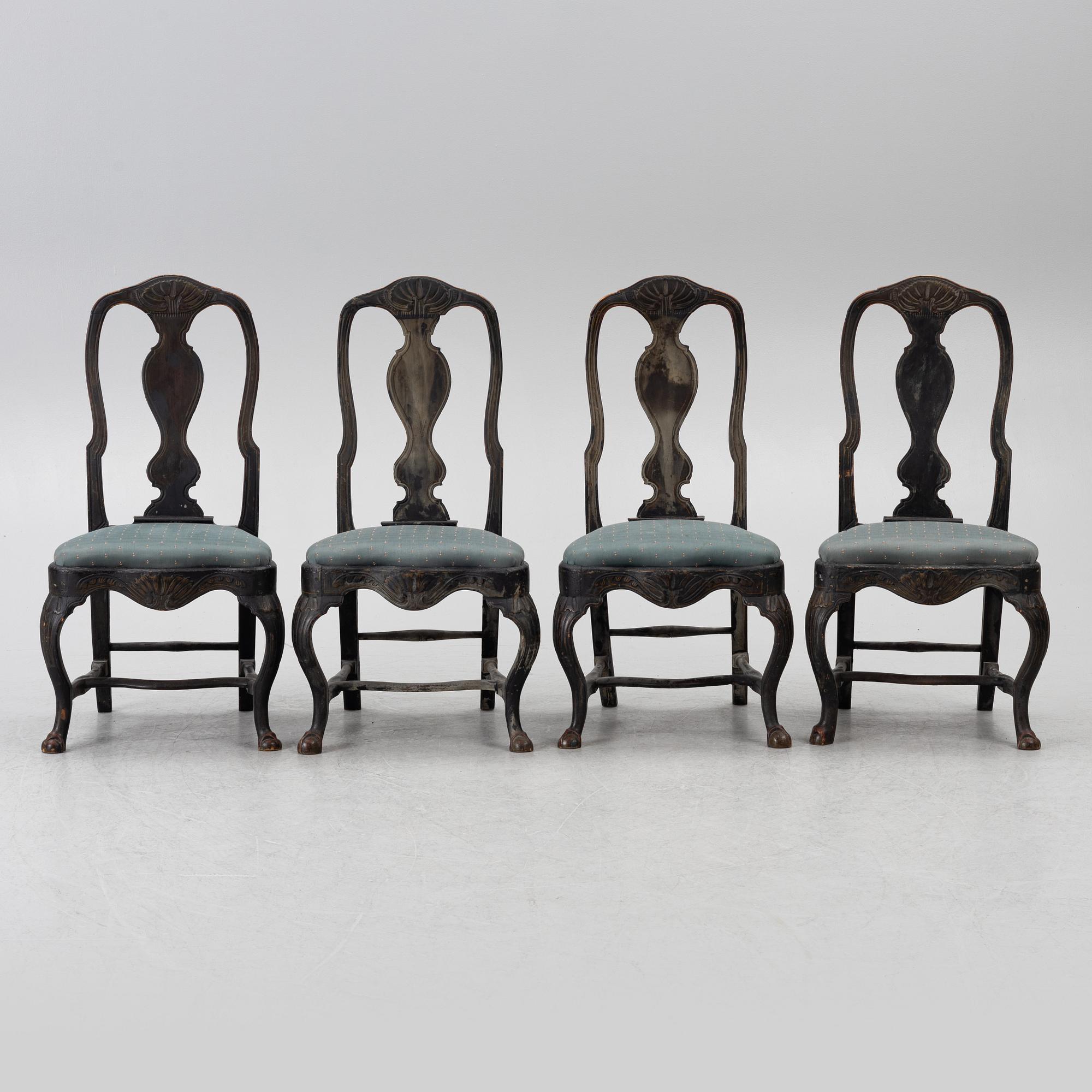 Four chairs, second half of the 18th century, Rococo.