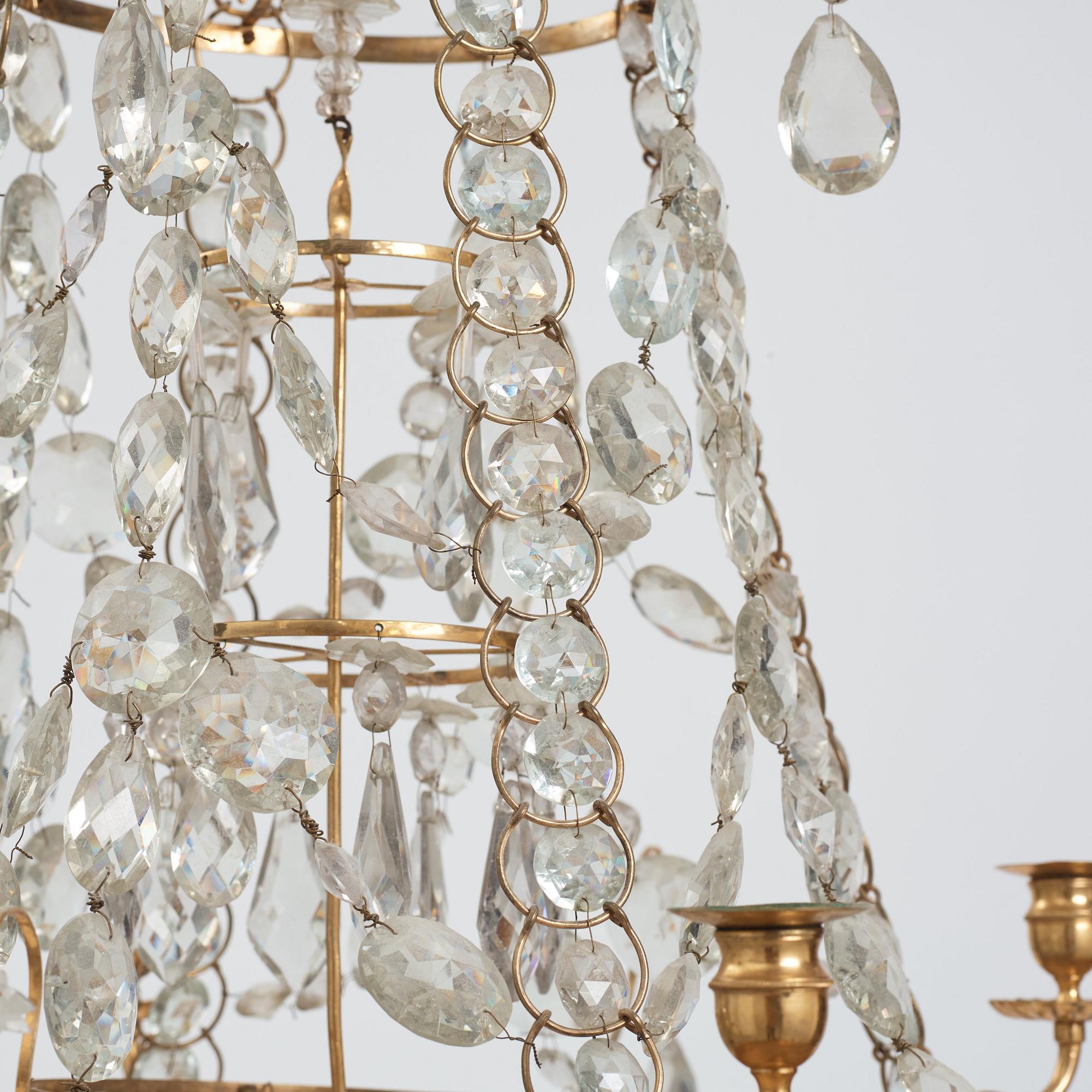 A Gustavian four-light chandelier, by O Westerberg (Stockholm circa 1769-1811), late 18th century.