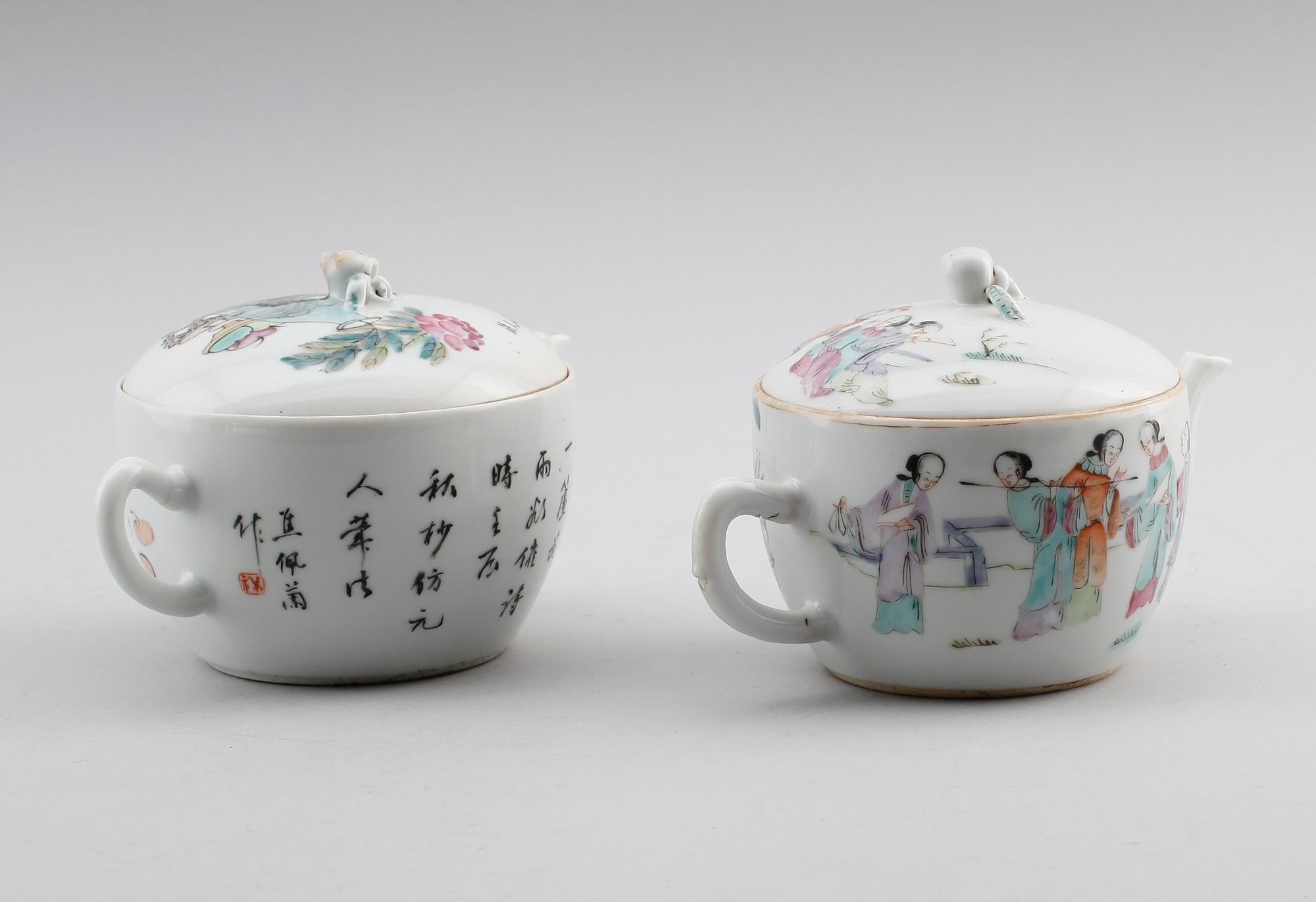 KANNOR, 2 st, porslin, Kina, 1800-tal.