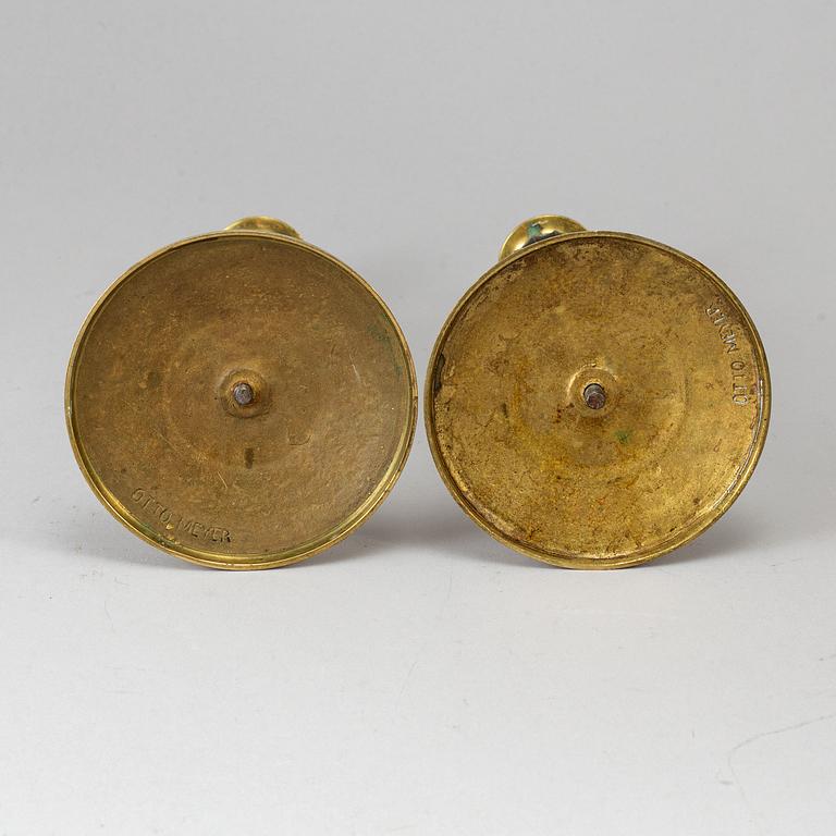 A pair of brass candlesticks, Otto Meyer, Stockholm, ca 1900.