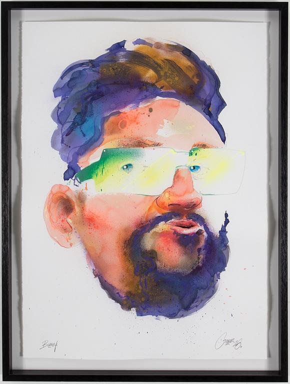 GOUGE, mixed media on paper, signed and dated 2016.