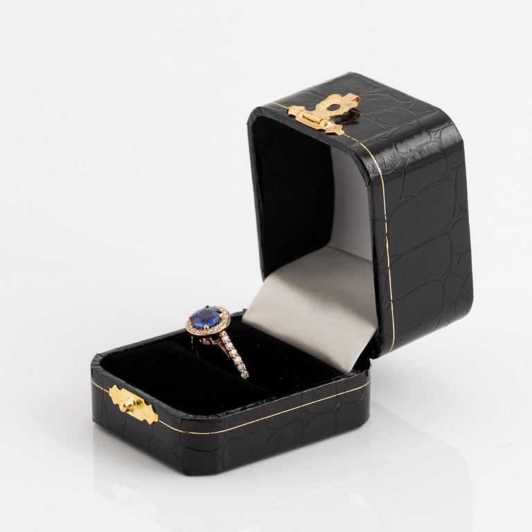 Sapphire and brilliant cut diamond ring.